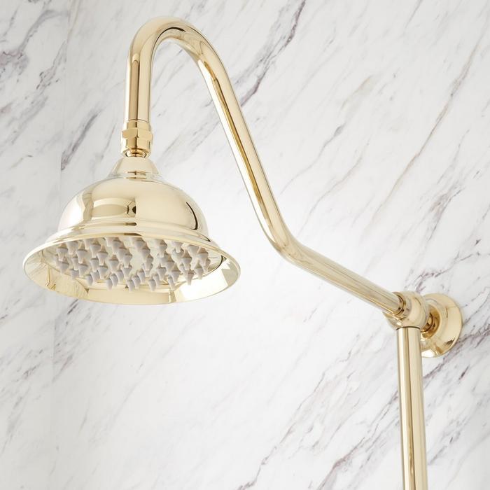 Alliston Exposed Pipe Shower in Polished Brass