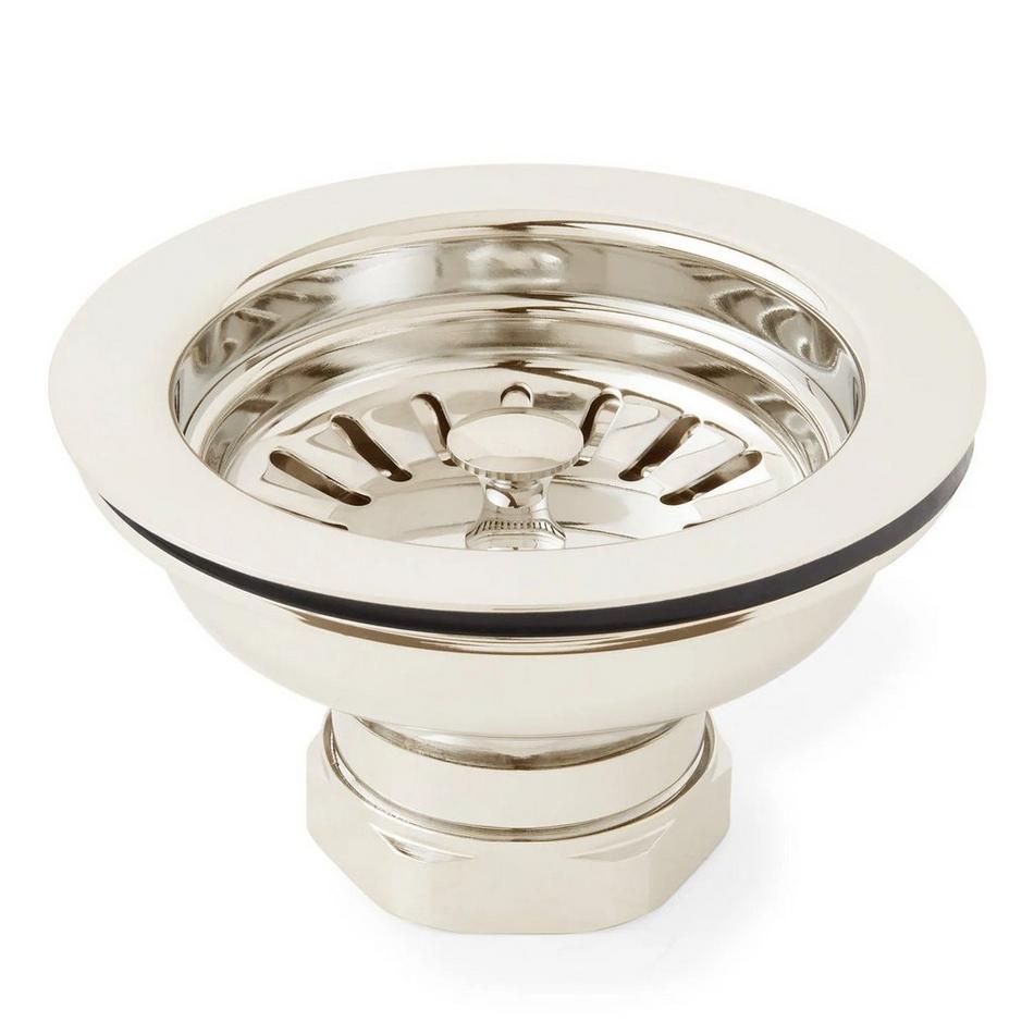 Slotted Strainer Basket with Lift Stopper - 3-1/2" - Polished Nickel, , large image number 0