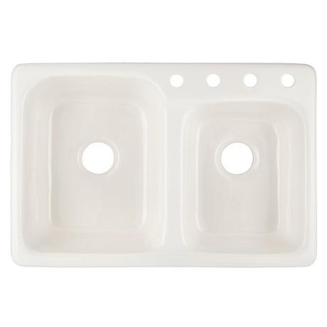 46 Tansi Double-Bowl Drop-In Sink with Drain Board - Cloud White
