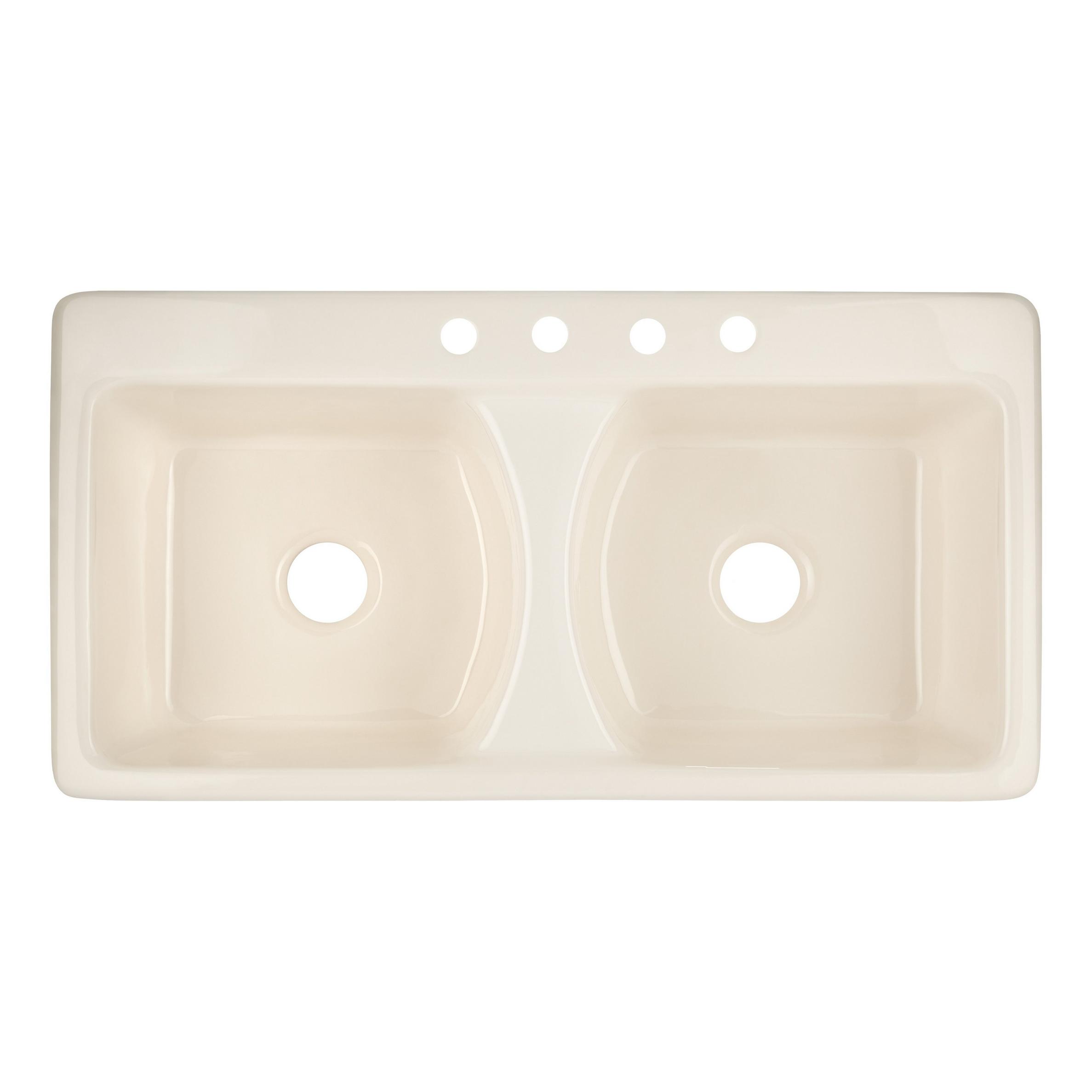 43" Selkirk DoubleBowl Cast Iron Dropin Kitchen Sink Biscuit