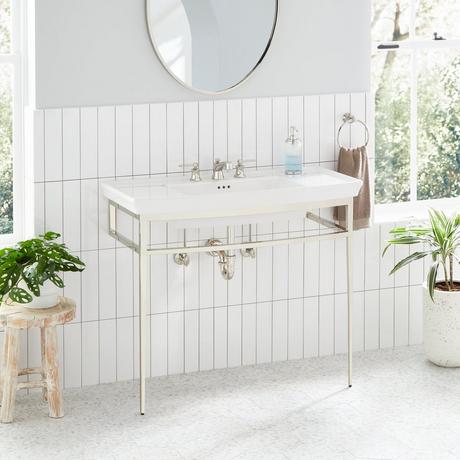 Olney Porcelain Console Sink with Metal Stand