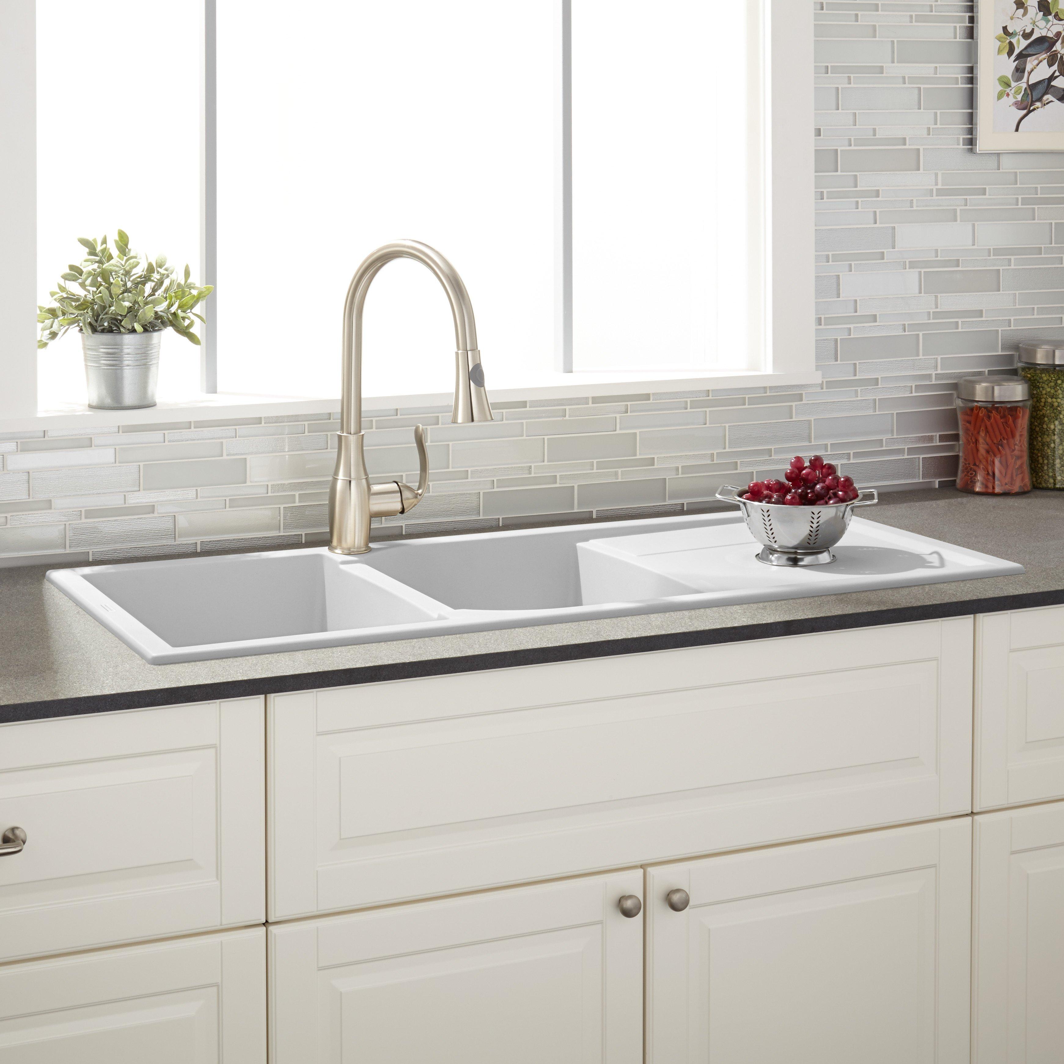 425909 Tansi Dbl Drop In Kitchen Sink WH 46 Beauty10 