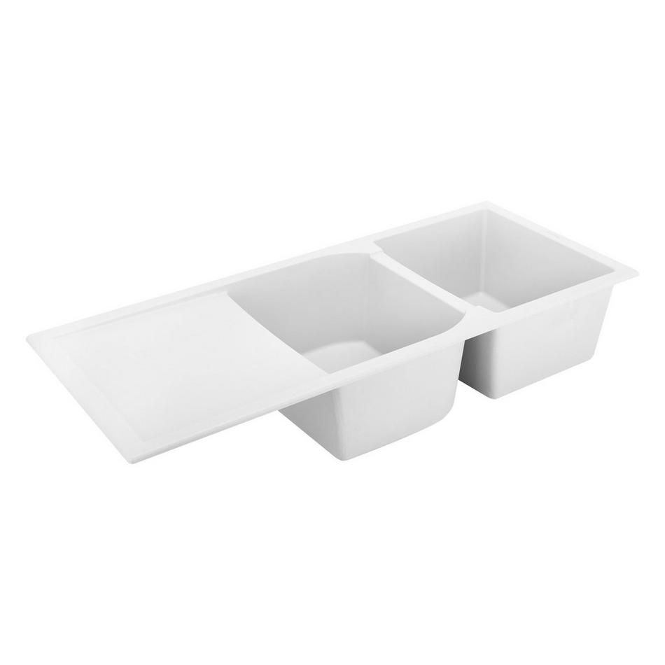 46" Tansi Double-Bowl Drop-In Sink with Drain Board - Cloud White, , large image number 1