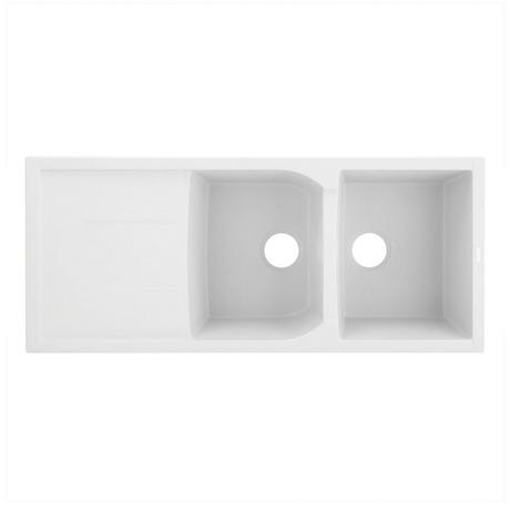 46" Tansi Double-Bowl Drop-In Sink with Drain Board - Cloud White