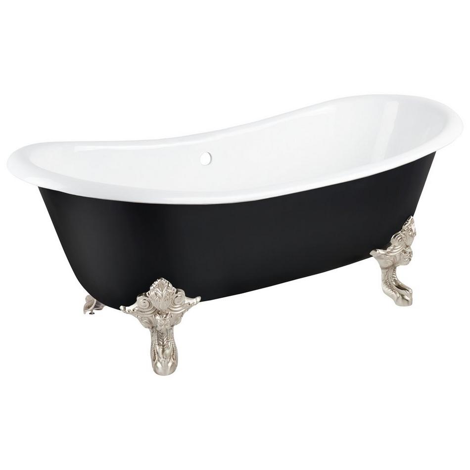 72" Lena Cast Iron Clawfoot Tub - Brushed Nickel Monarch Imperial Feet - Black, , large image number 1