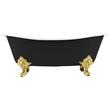 72" Lena Cast Iron Clawfoot Tub - Polished Brass Monarch Imperial Feet - Black, , large image number 2
