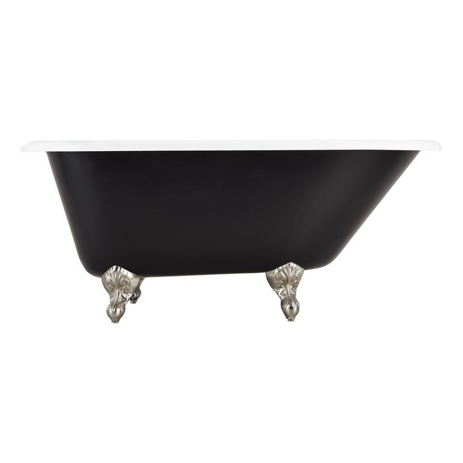 54" Miya Cast Iron Clawfoot Tub - Brushed Nickel Ball & Claw Feet - Black - No Drain, , large image number 2