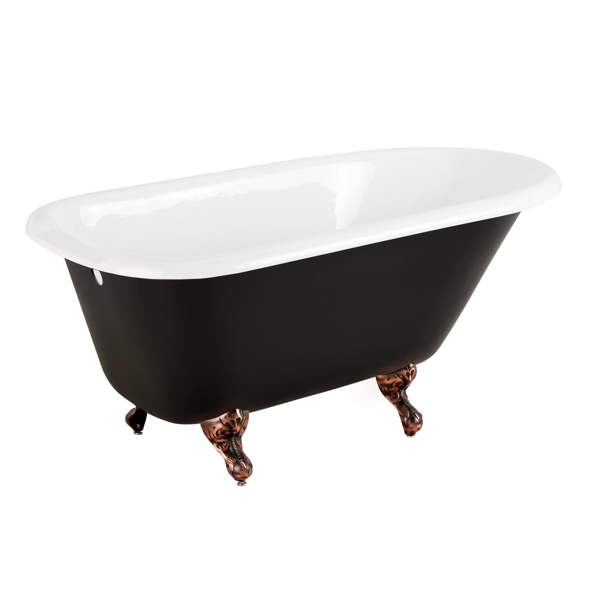 54" Miya Cast Iron Clawfoot Tub Black Ball & Claw Feet Signature