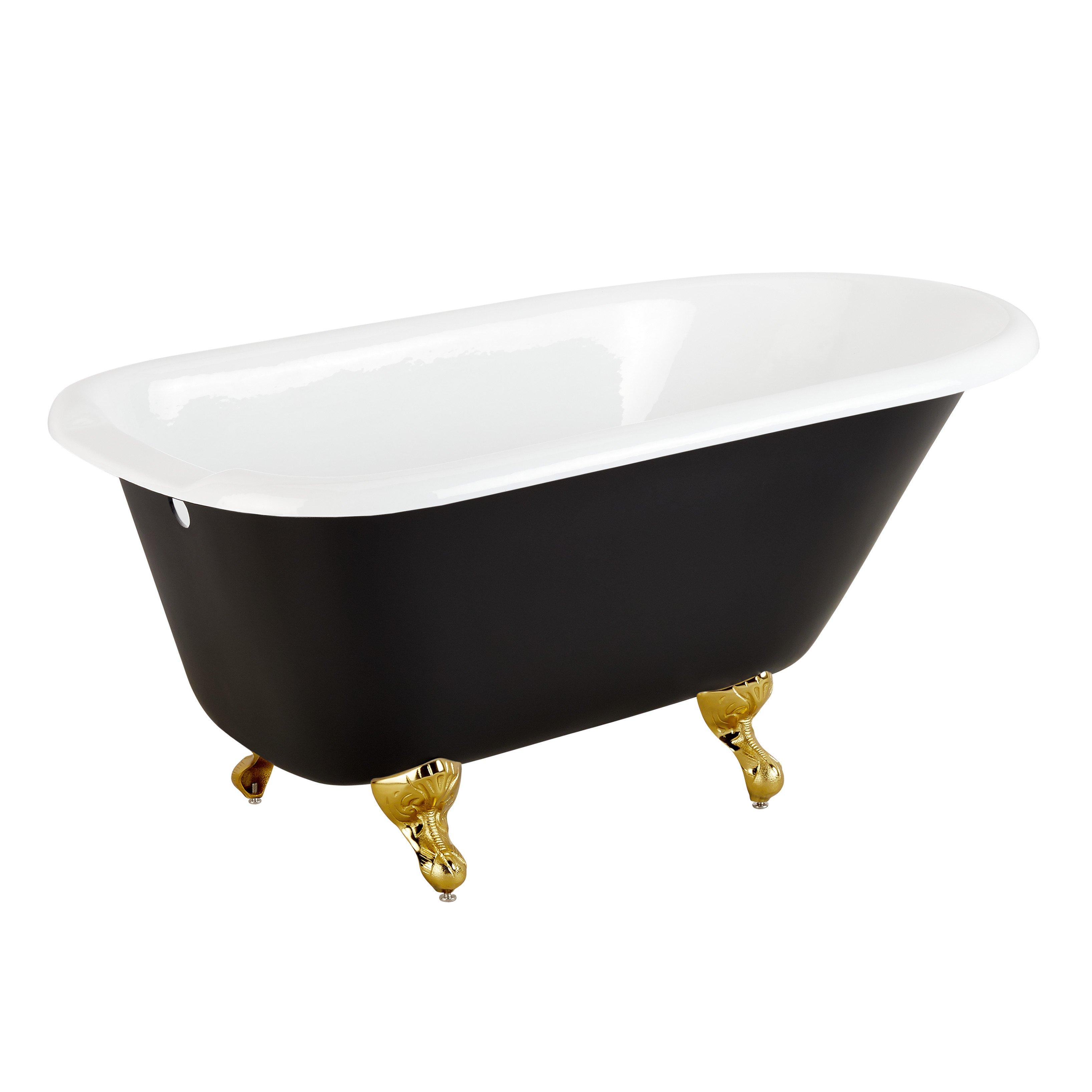 54" Miya Cast Iron Clawfoot Tub - Black - Ball & Claw Feet | Signature ...