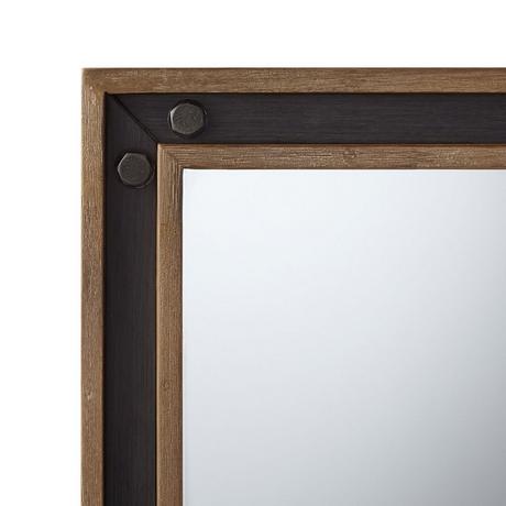 Signature Hardware 950961-36 Carpini 35-7/8 inch x 31 inch Framed Bathroom Mirror - Nickel, Silver