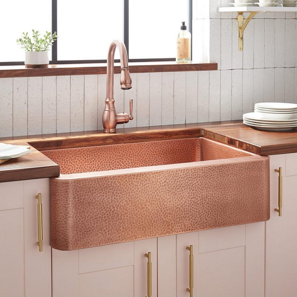 30" Fiona Hammered Copper Farmhouse Sink, , large image number 0