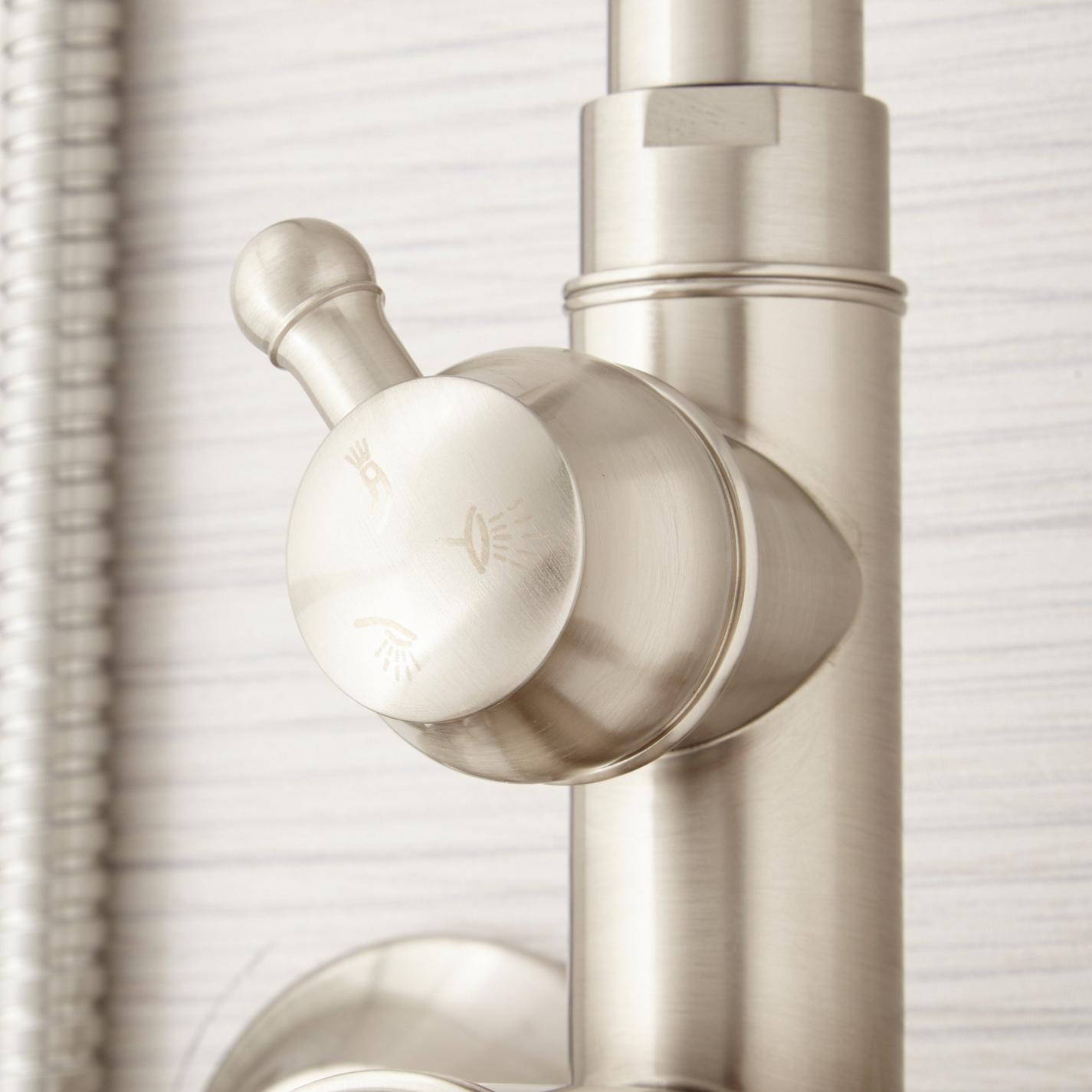 Dolwick Exposed Pipe Shower and Tub Faucet Brushed Nickel Signature