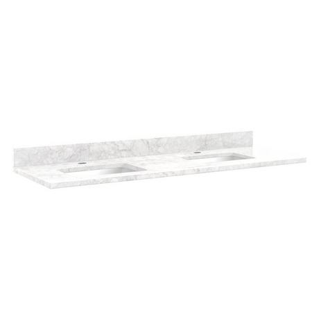 61"x 22" 3cm Marble Vanity Top for Rectangular Undermount Sinks - Carrara