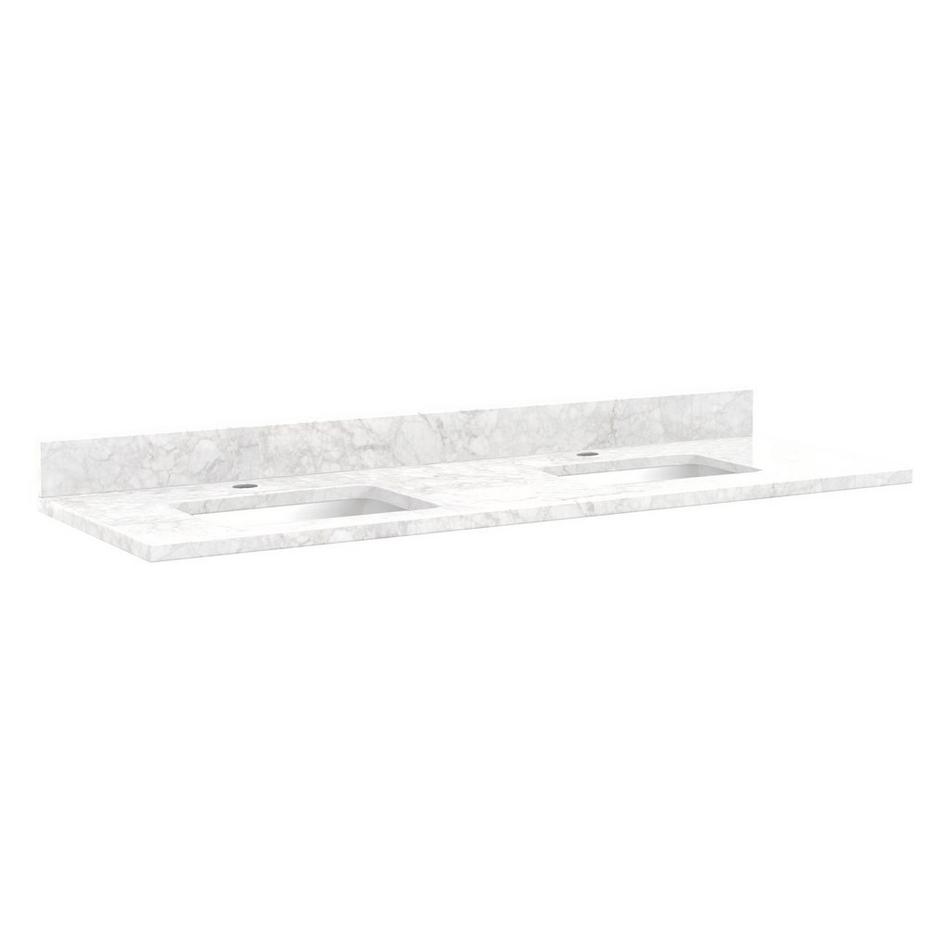 61"x 22" 3cm Marble Vanity Top for Rectangular Undermount Sinks - Carrara, , large image number 0