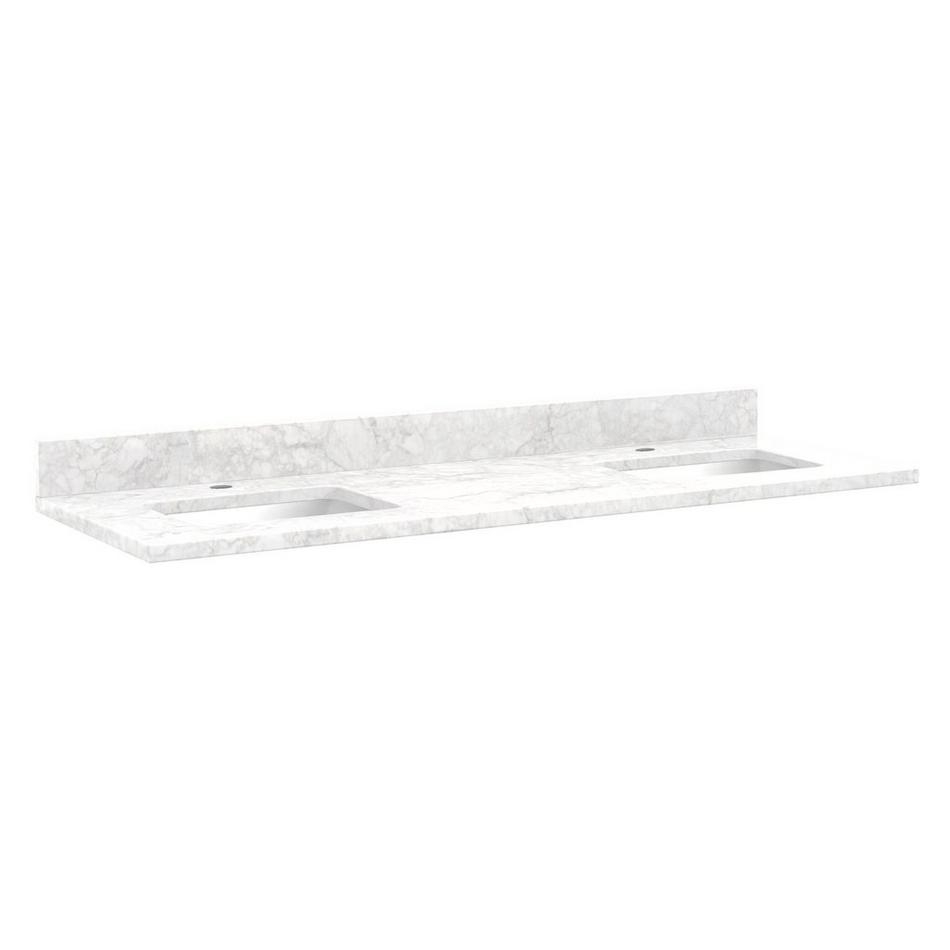 61"x22" 3cm Marble Top for Rectangular Sinks - 36" Centers - 1 Hole - Carrara - White Sink, , large image number 0