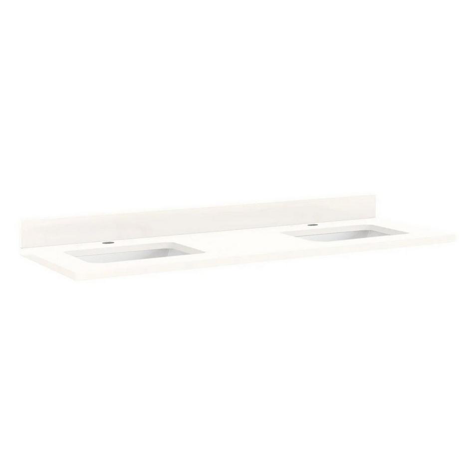 61" Quartz Top for Rectangular Sinks - 36" Centers - 1 Hole - Arctic White - White Sink, , large image number 0