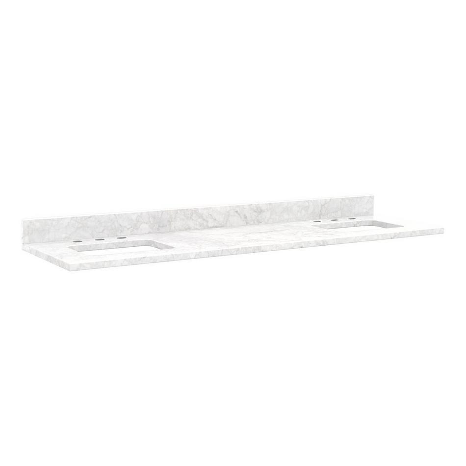 73"x22" 3cm Marble Top for Rectangular Sinks - 48" Centers - 1 Hole - Carrara - White Sink, , large image number 0