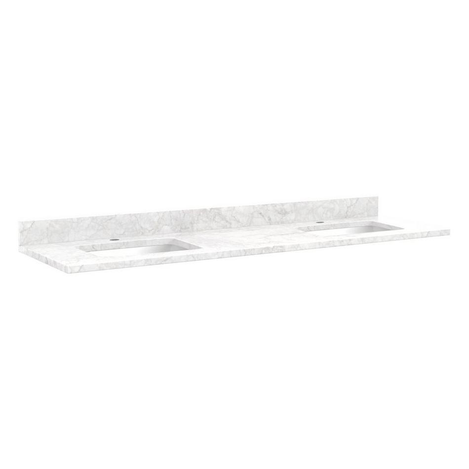 73"x22" 3cm Marble Top for Rectangular Sinks - 41" Centers - 1 Hole - Carrara - White Sink, , large image number 0