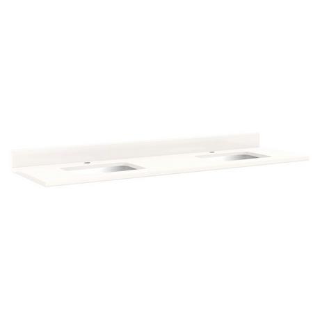 73" x 22" 3cm Quartz Double Vanity Top for Rectangular Undermount Sinks - Arctic White