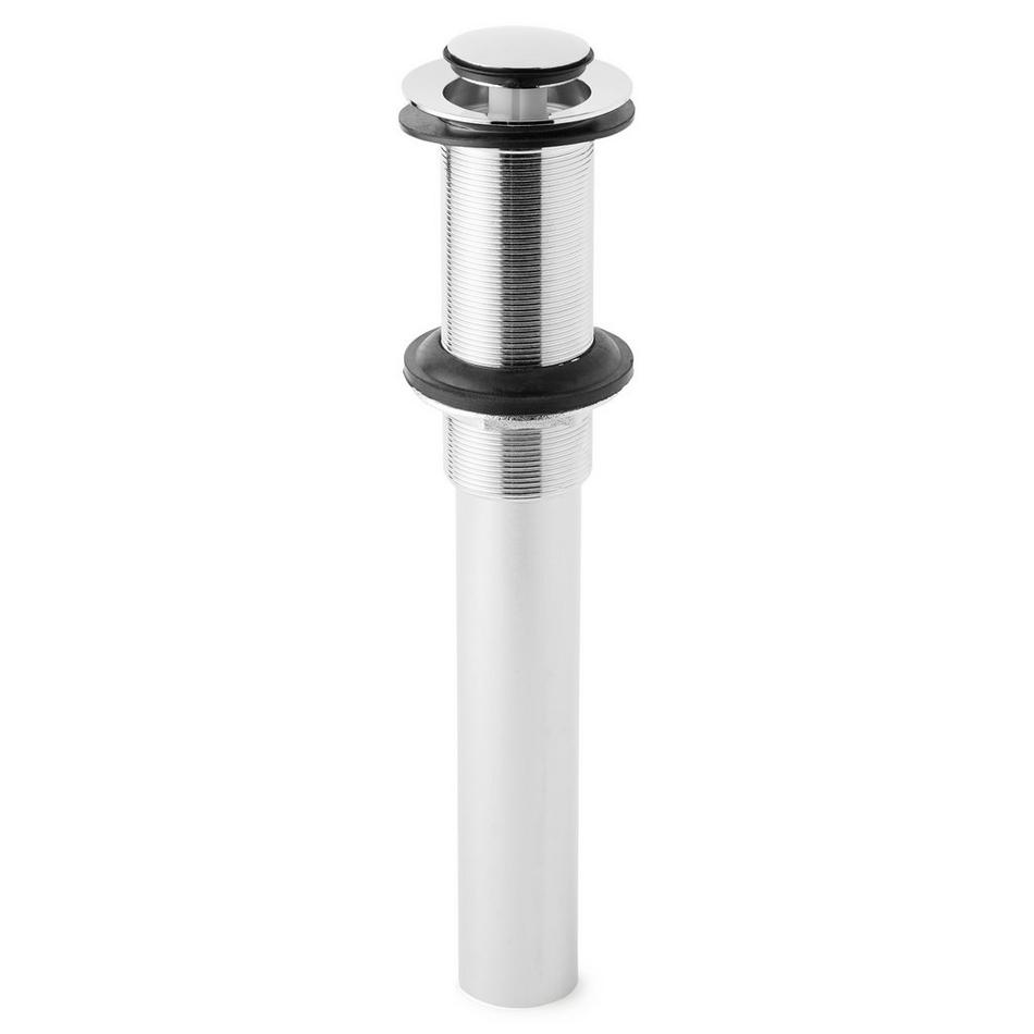 Extended Press Type Pop-Up Bathroom Drain - No Overflow - Chrome, , large image number 1