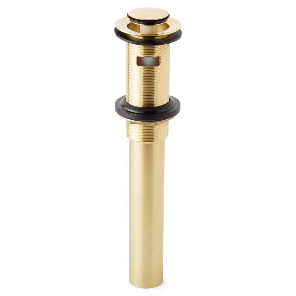 Extended Press Type Pop-Up Bathroom Drain - Overflow Hole - Polished Brass, , large image number 1