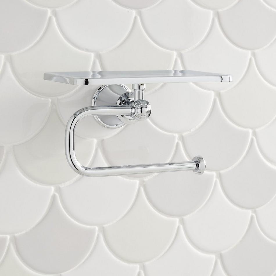 Cooper Toilet Paper Holder with Shelf - Chrome, , large image number 1
