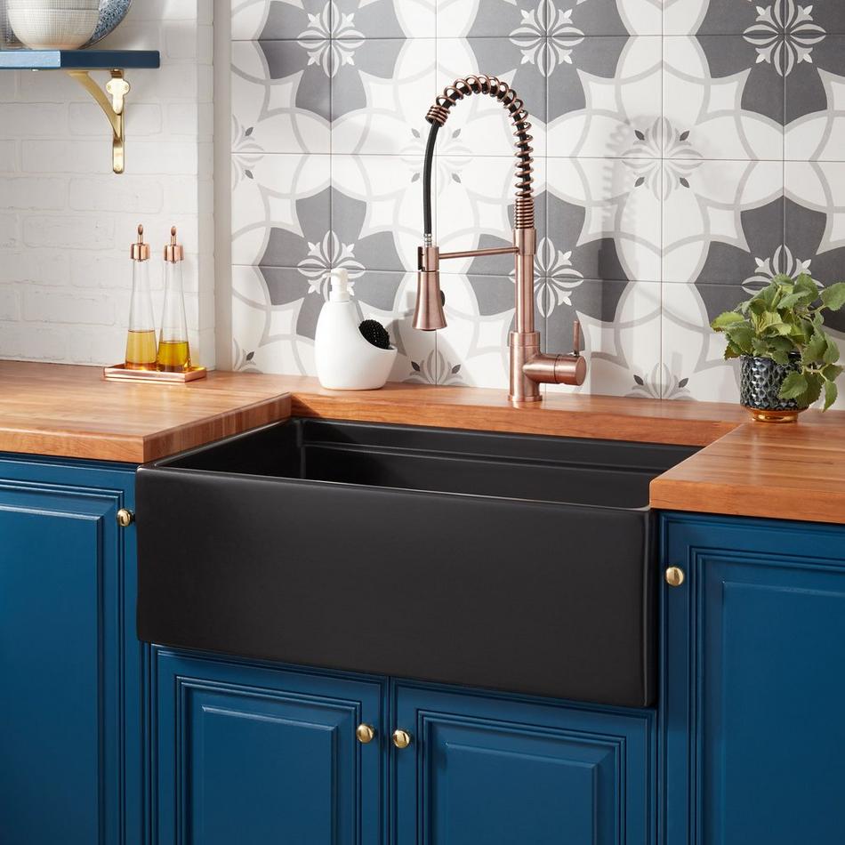 30" Brumfield Fireclay Farmhouse Sink - Matte Black, , large image number 0