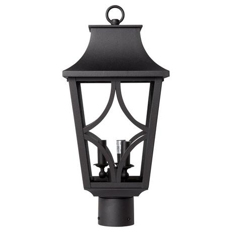Altimeter 3-Light Candelabra Outdoor Post Lantern - Black