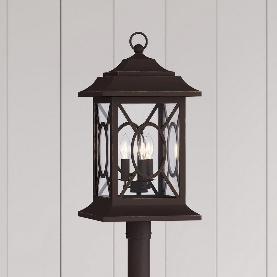 Kingston Manor Outdoor 3-Light Candelabra Post Lantern - Dark Bronze, , large image number 0