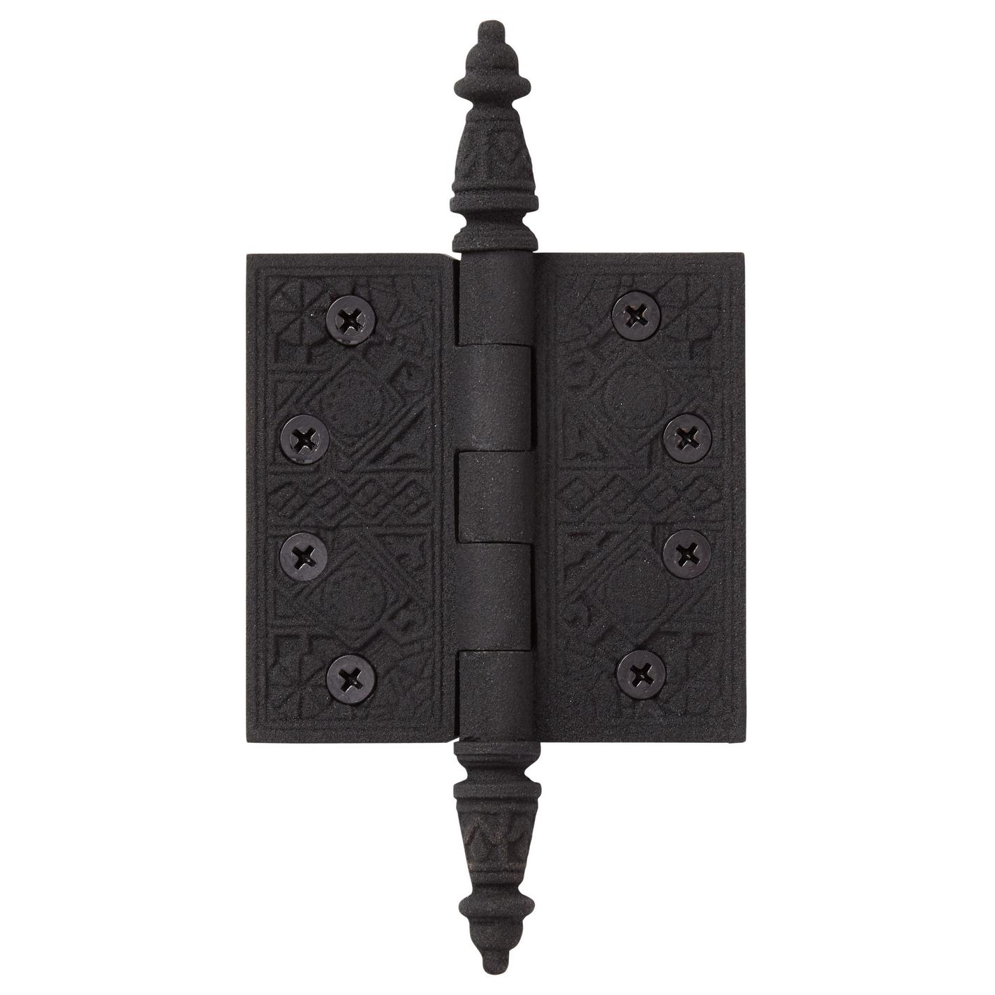 Geometric Cast Iron Door Hinge Black Powder Coat Signature Hardware