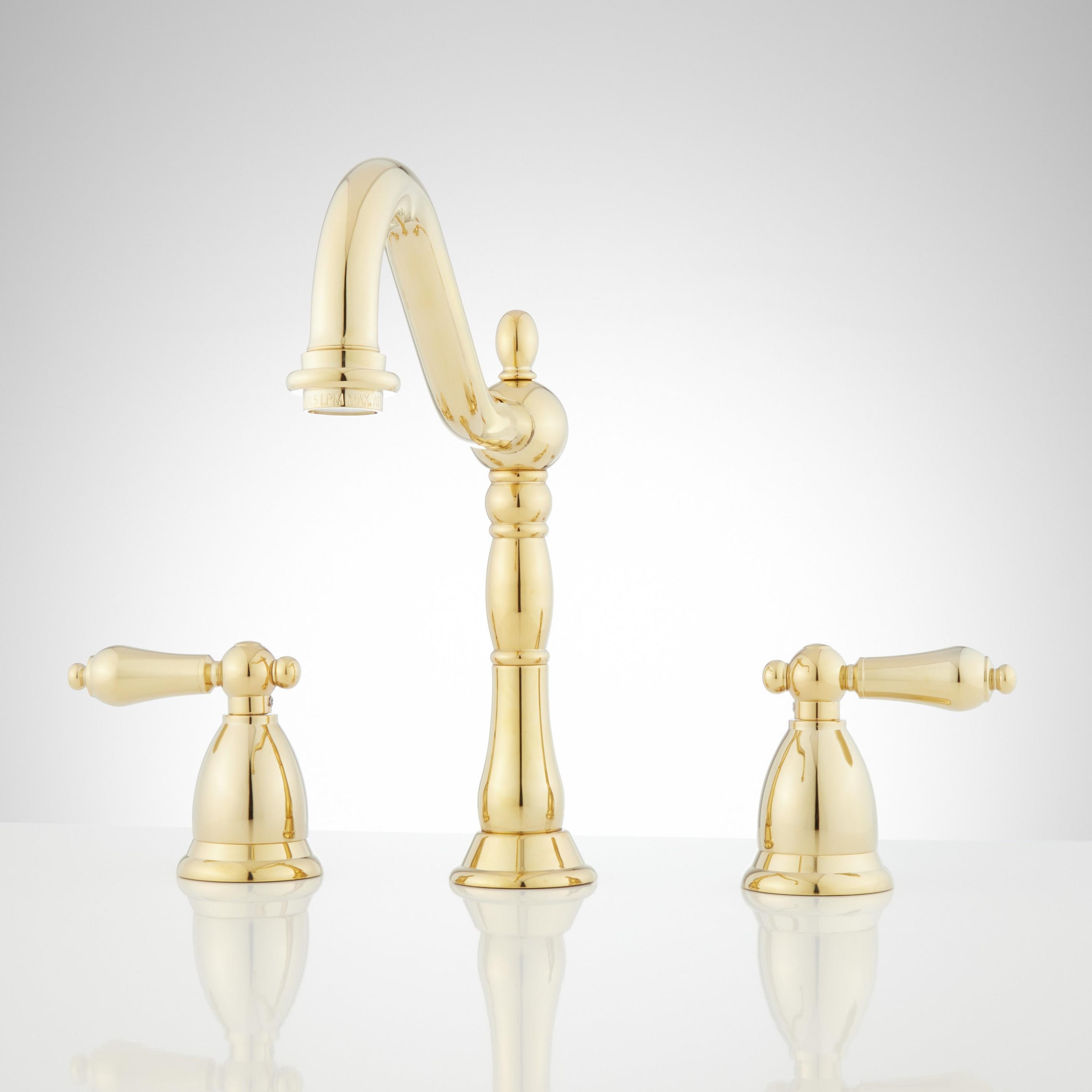 Coffee bar at home with the Victorian Widespread Bathroom Faucet - Lever Handles - Polished Brass