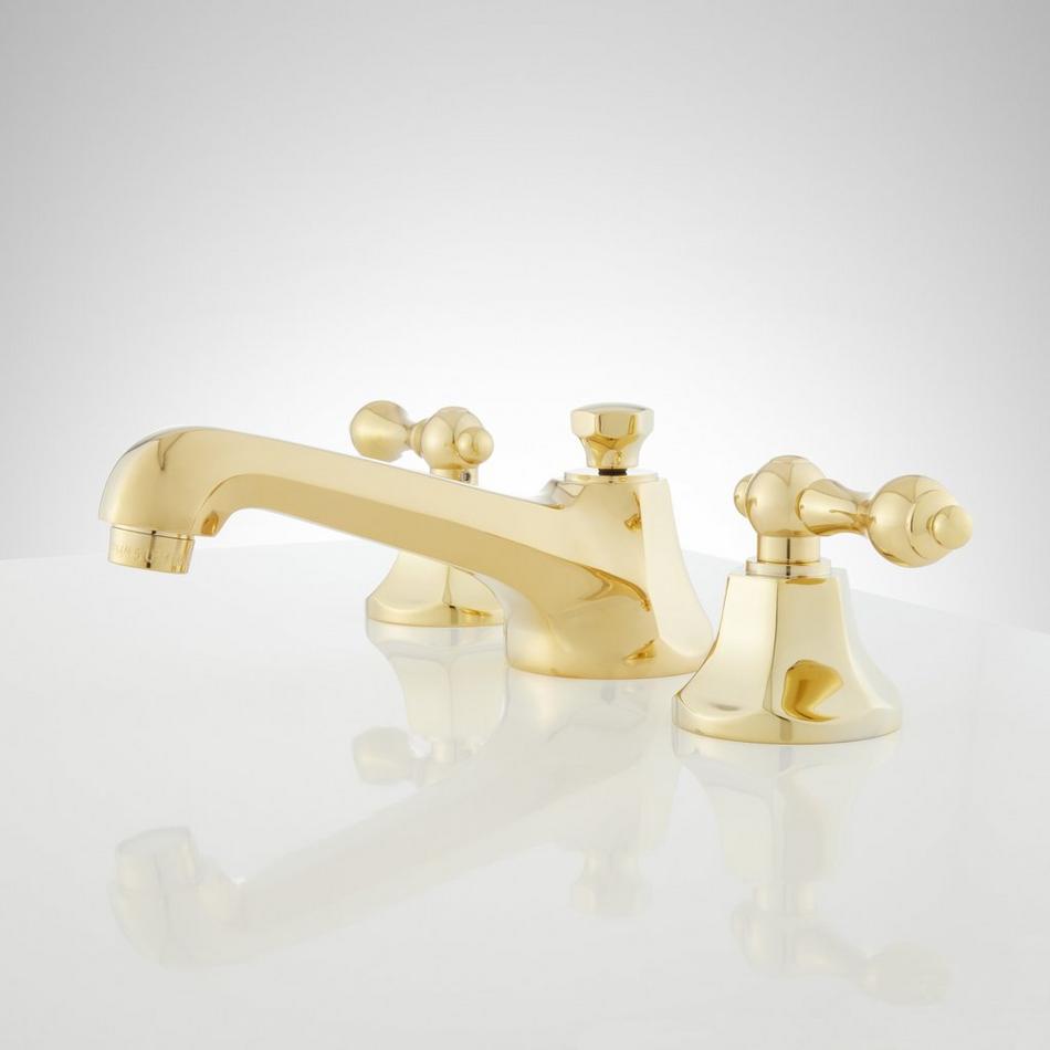 New York Widespread Bathroom Faucet - Lever Handles - Polished Brass, , large image number 1