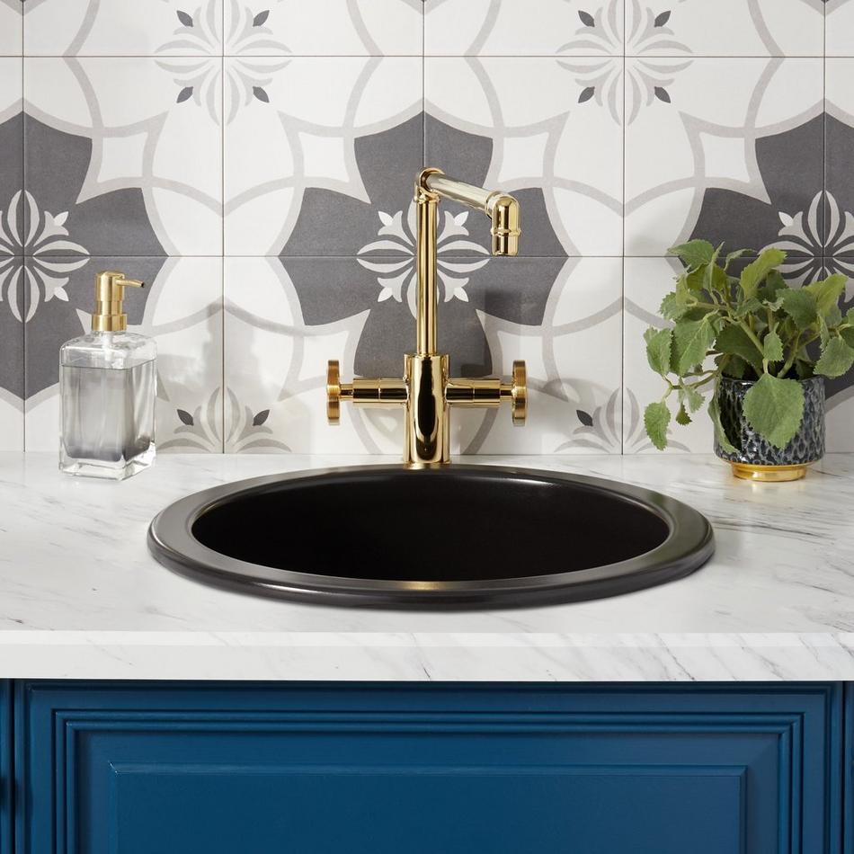 NLA 19" Derin Round Undermount Fireclay Prep Sink - Matte Black, , large image number 0