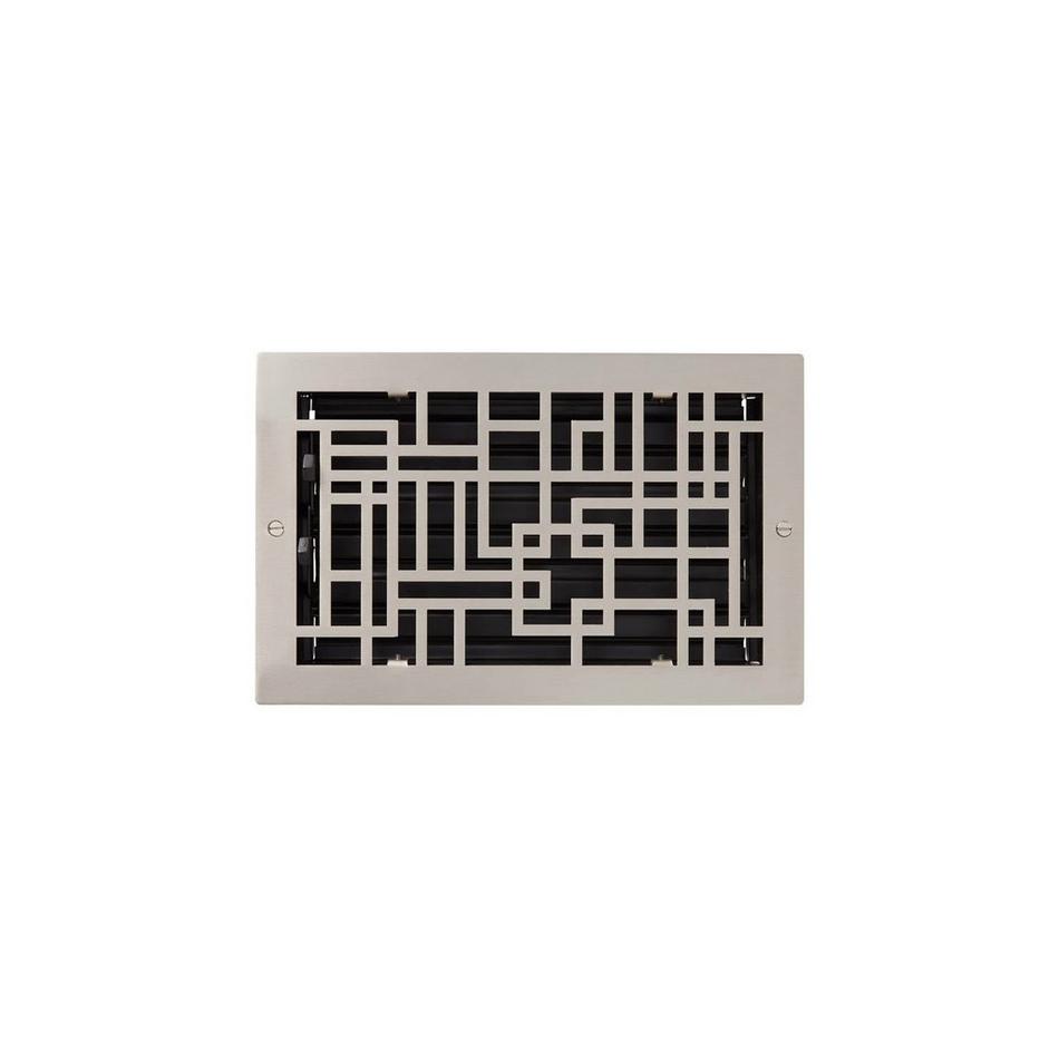 Baer Steel Floor Register - Brushed Nickel 6" x 10" (7-1/4" x 11-3/8" Overall), , large image number 1