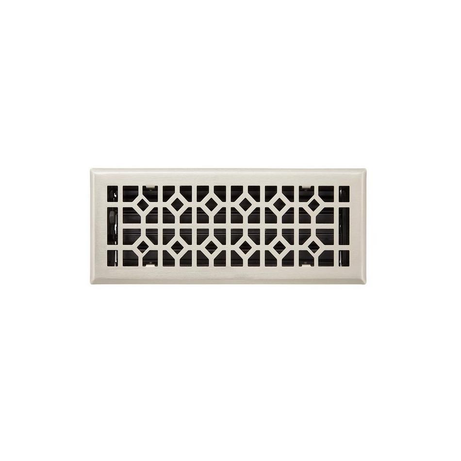 Appert Steel Floor Register - Brushed Nickel 4" x 10" (5-1/4" x 11-3/8" Overall), , large image number 0