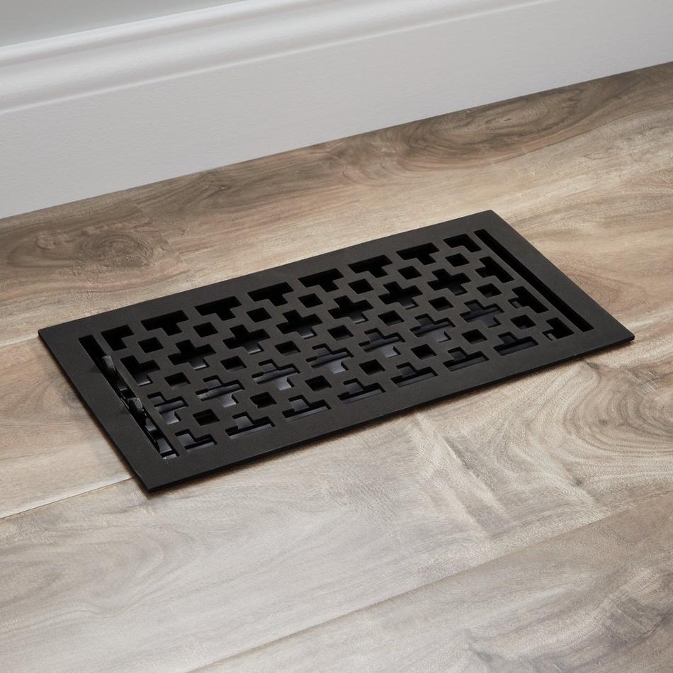 Durand Cast Iron Floor Register - Black 6" x 14" (6-5/8" x 15-1/8" Overall), , large image number 0