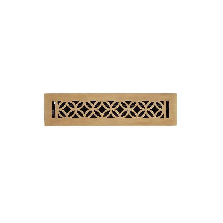 Pasteur Brass Floor Register - Antique Brass 2-1/4" x 12" (3-1/4" x 13-1/8" Overall), , large image number 0