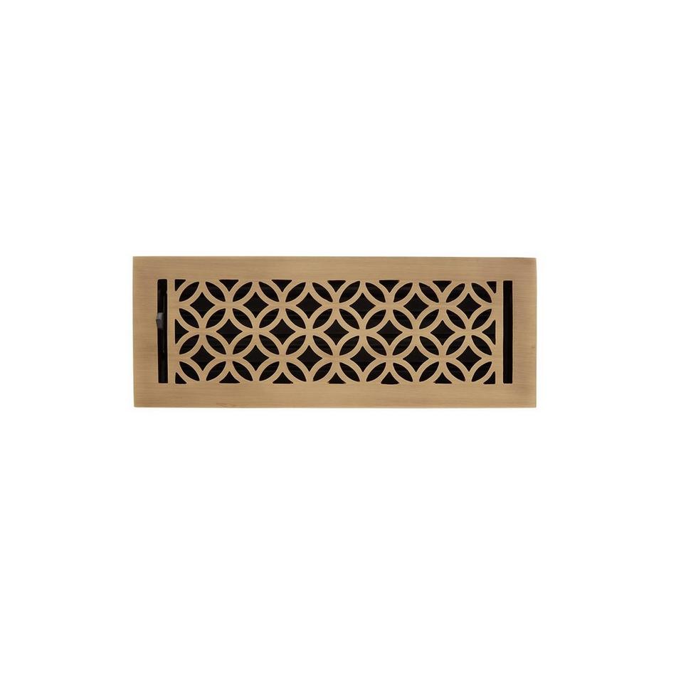 Pasteur Brass Floor Register - Antique Brass 4" x 10" (5" x 11-1/8" Overall), , large image number 0