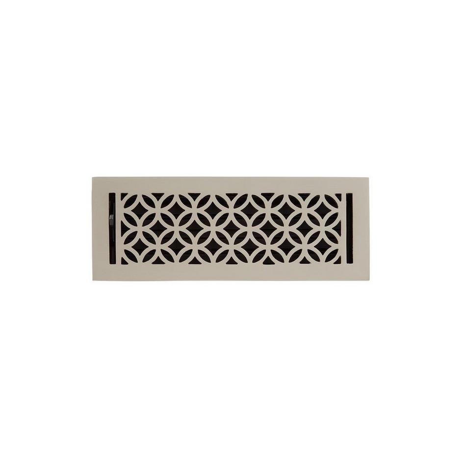 Pasteur Brass Floor Register - Brushed Nickel 4" x 12" (5" x 13-1/4" Overall), , large image number 1
