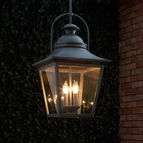 Cedar Manor 4-Light Outdoor Pendant Lantern - Iron Ash