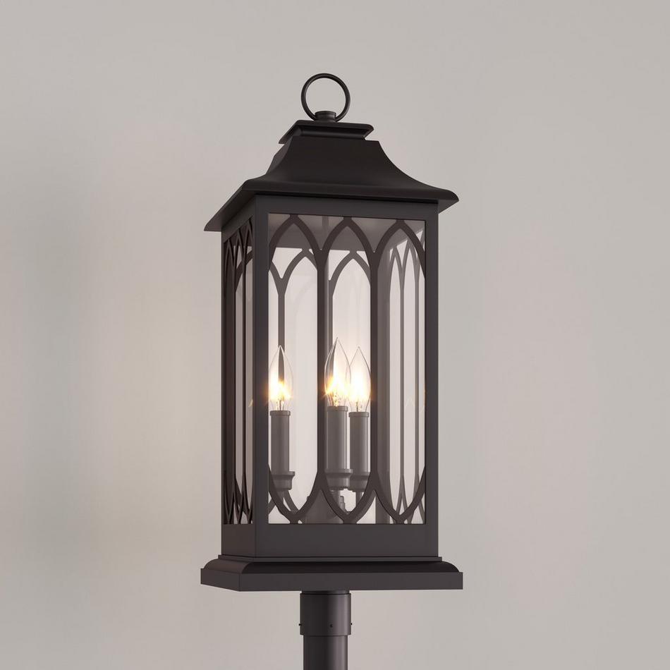29" Stonehouse 3-Light Outdoor Post Lantern - Smooth Bronze, , large image number 0