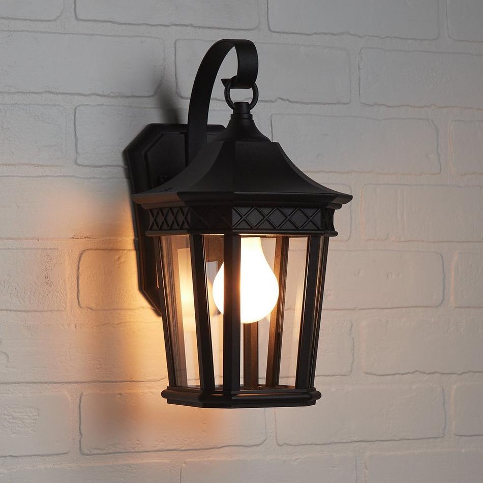 13" Foxfield Outdoor Entrance Wall Sconce with Hook - Single Light - Black, , large image number 1