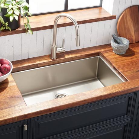 32" Atlas Stainless Steel Undermount Kitchen Sink - Pewter