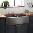 33" Atlas Double-Bowl Stainless Steel Farmhouse Sink - Curved Apron - Gunmetal Black, , large image number 0