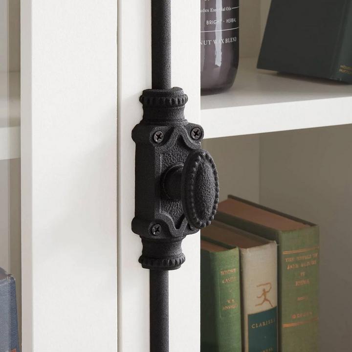 Mini Beaded Iron Cabinet Cremone Bolt in Black Powder Coat, for black kitchen hardware