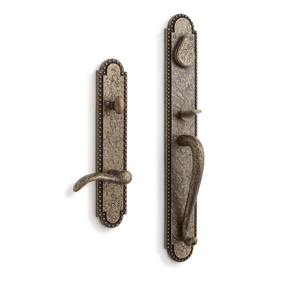 Marconi Solid Brass Entrance Door Set - Lever Handle - 2-3/4" Backset - Right Hand - Antique Brass, , large image number 0