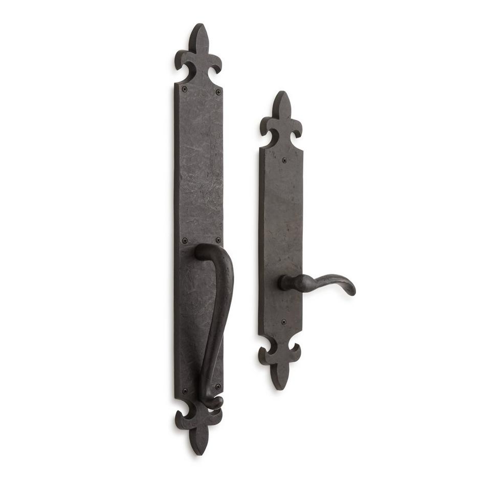 Cousteau Bronze Dummy Entrance Door Set with Lever Handle - Left Hand - Dark Bronze, , large image number 0