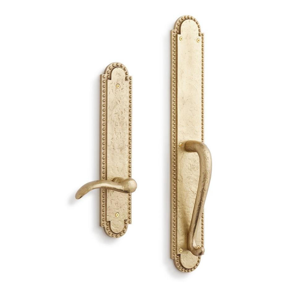 Marconi Solid Brass Dummy Entrance Door Set with Lever Handle - Right Hand - Satin Brass, , large image number 0