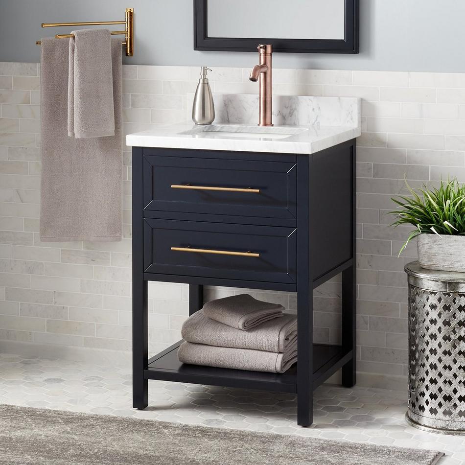 24" Robertson Midnight Navy Vanity - Carrara Marble - Single-Hole - Rect. Undermount, , large image number 0