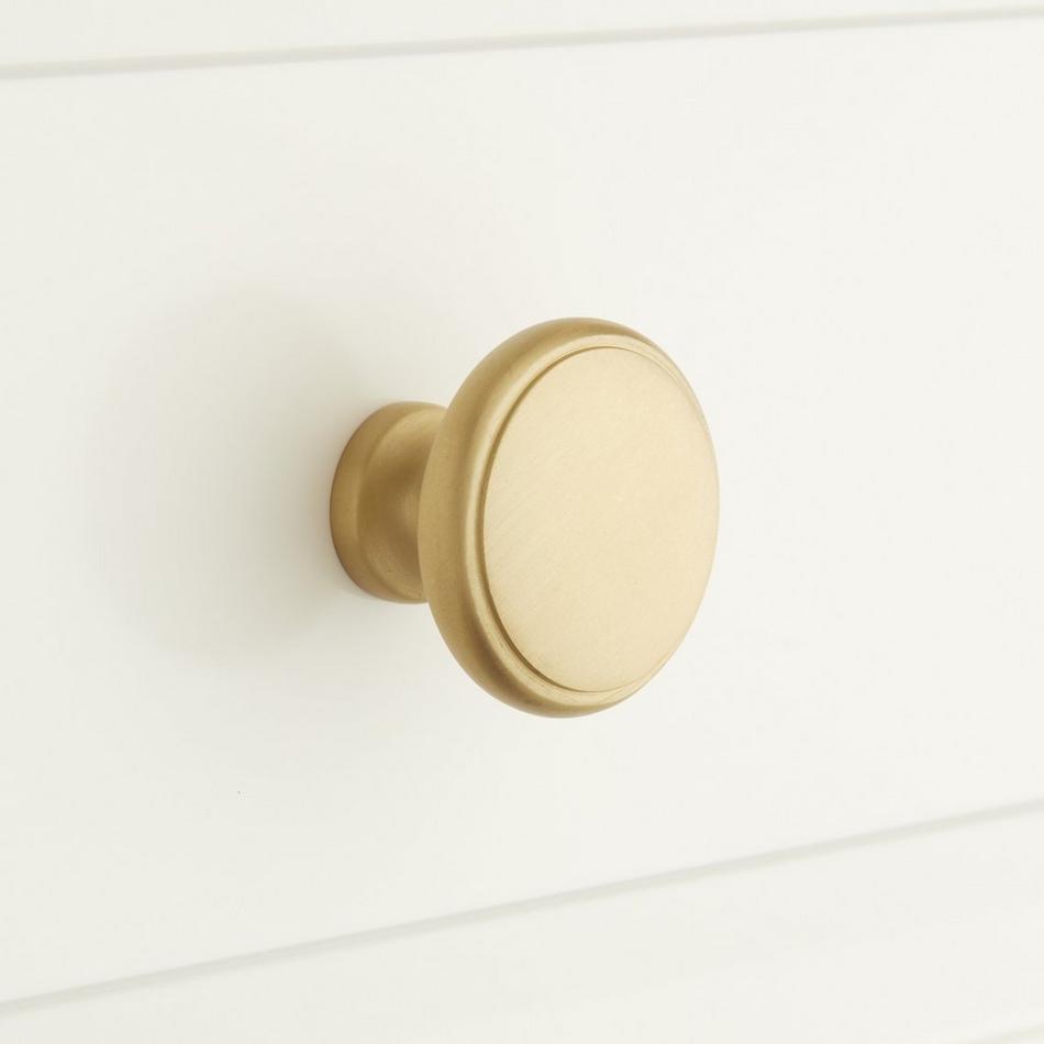 1-1/2" Nantes Solid Brass Round Cabinet Knob - Satin Brass, , large image number 0